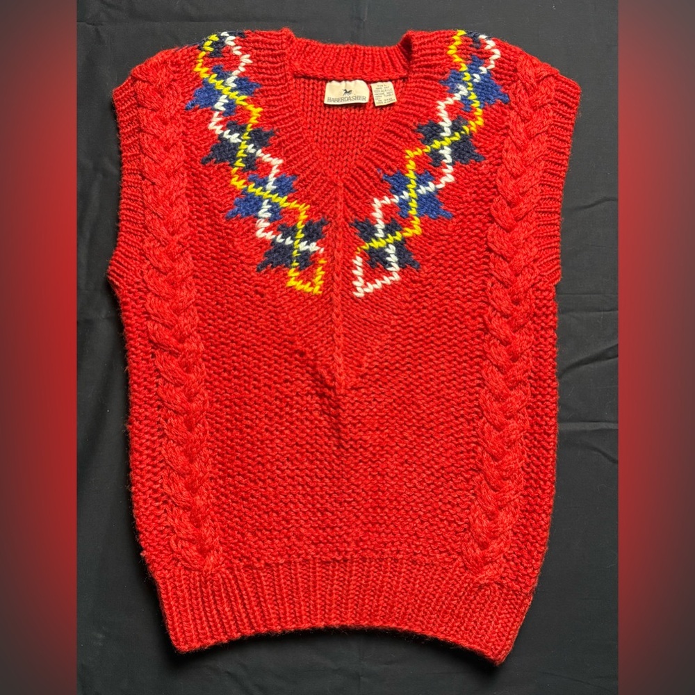Vintage Haberdasher Red Knitted Vest Size L